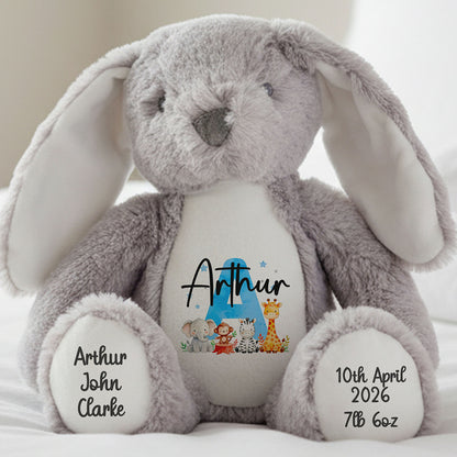 grey bunny teddy personalised teddy bear