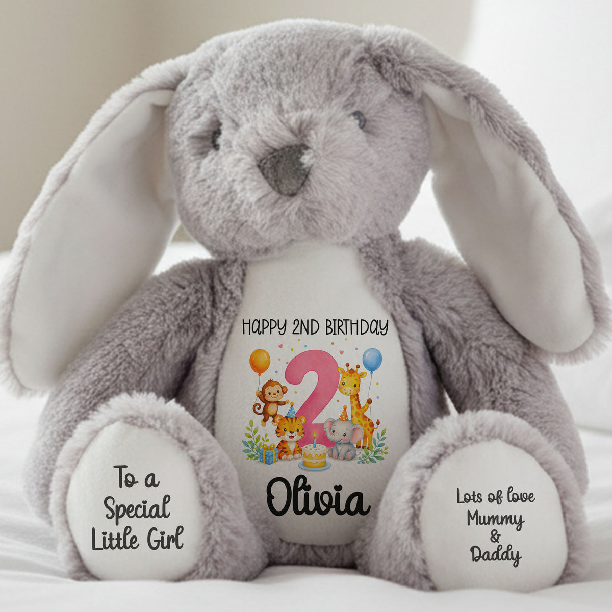 grey bunny teddy personalised teddy bear