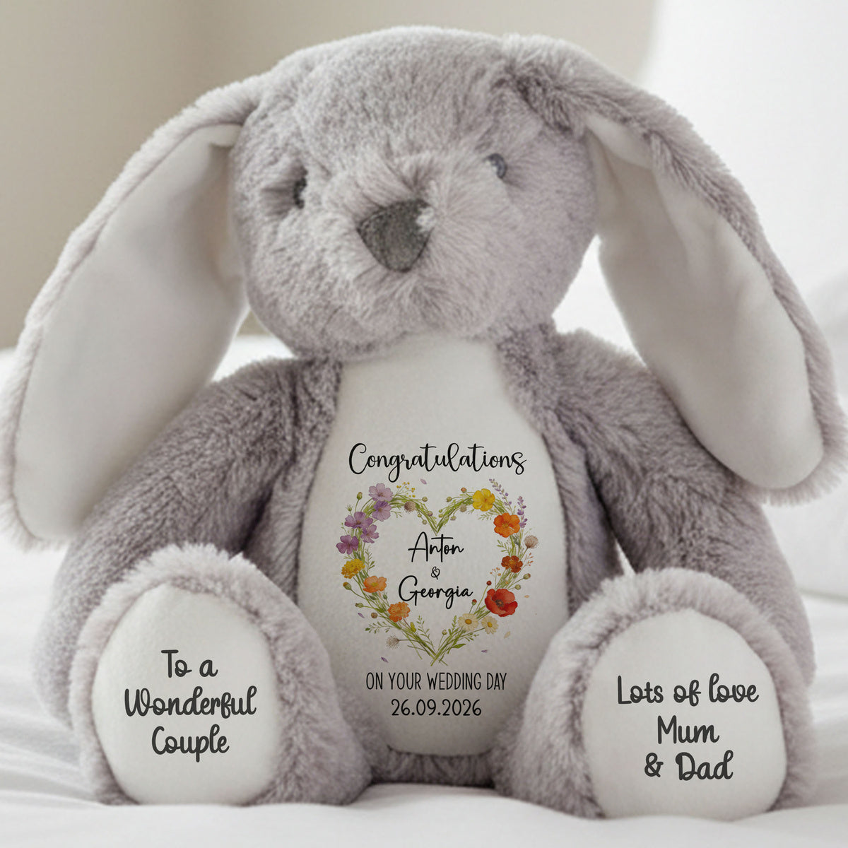 grey bunny teddy personalised teddy bear