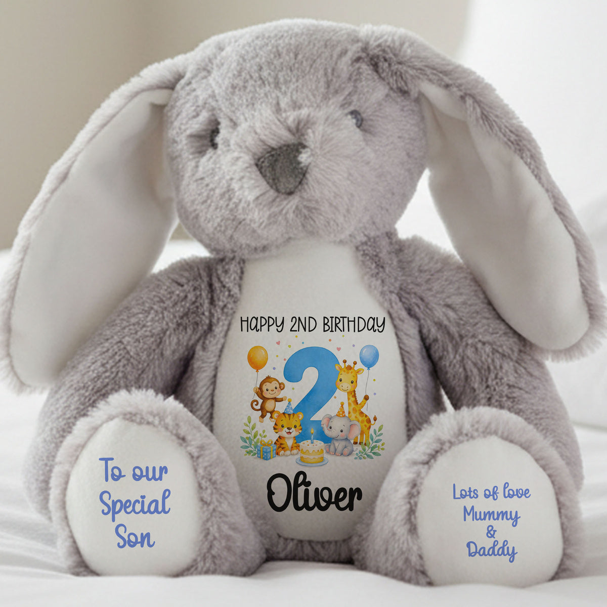 grey bunny teddy personalised teddy bear