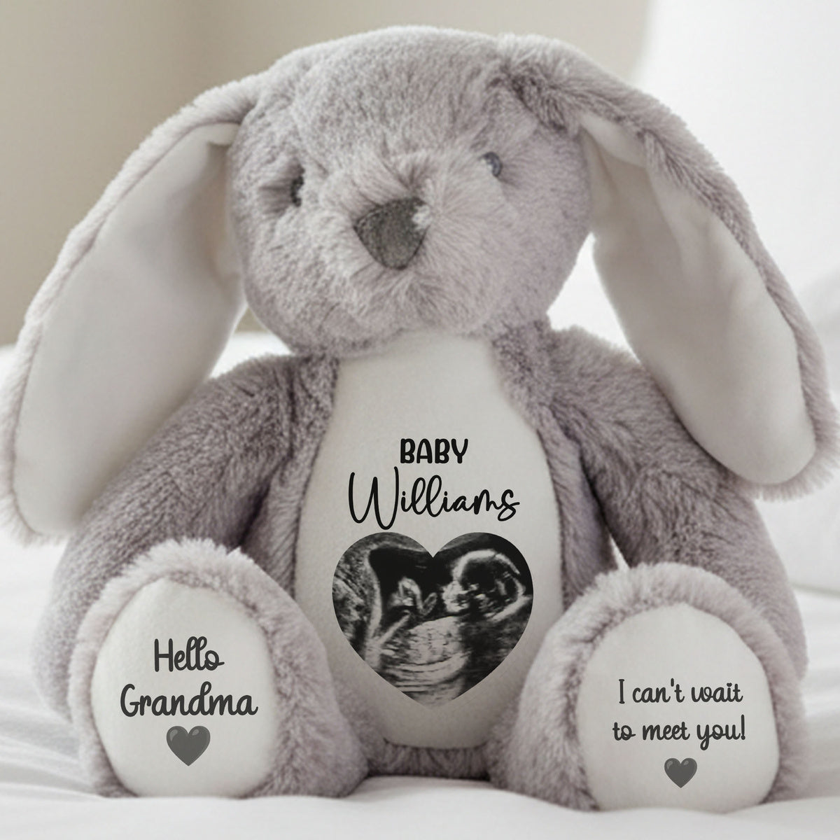 grey bunny teddy personalised teddy bear