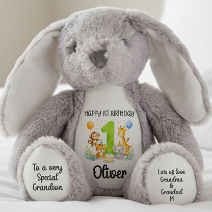 grey bunny teddy personalised teddy bear