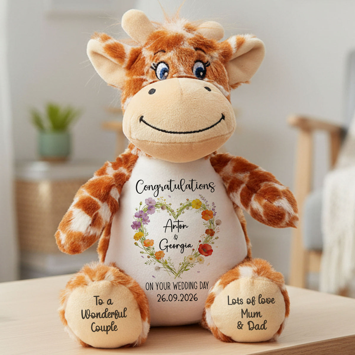 giraffe teddy personalised teddy bear