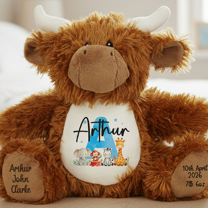 highland cow teddy personalised teddy bear