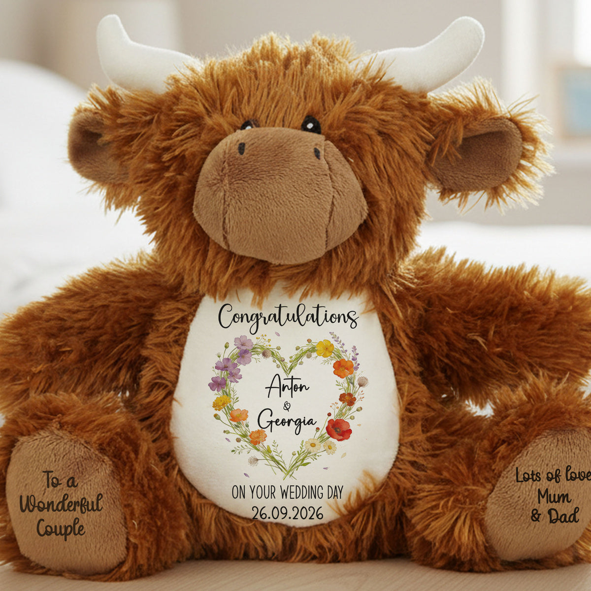 highland cow teddy personalised teddy bear