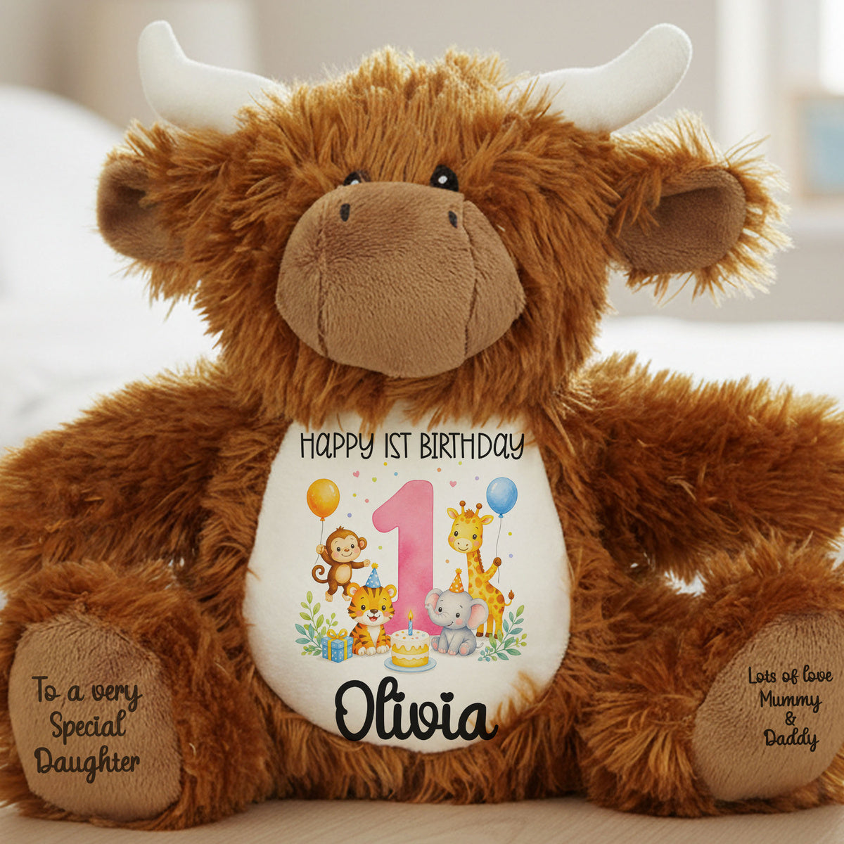 highland cow teddy personalised teddy bear