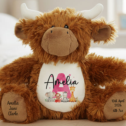 highland cow teddy personalised teddy bear