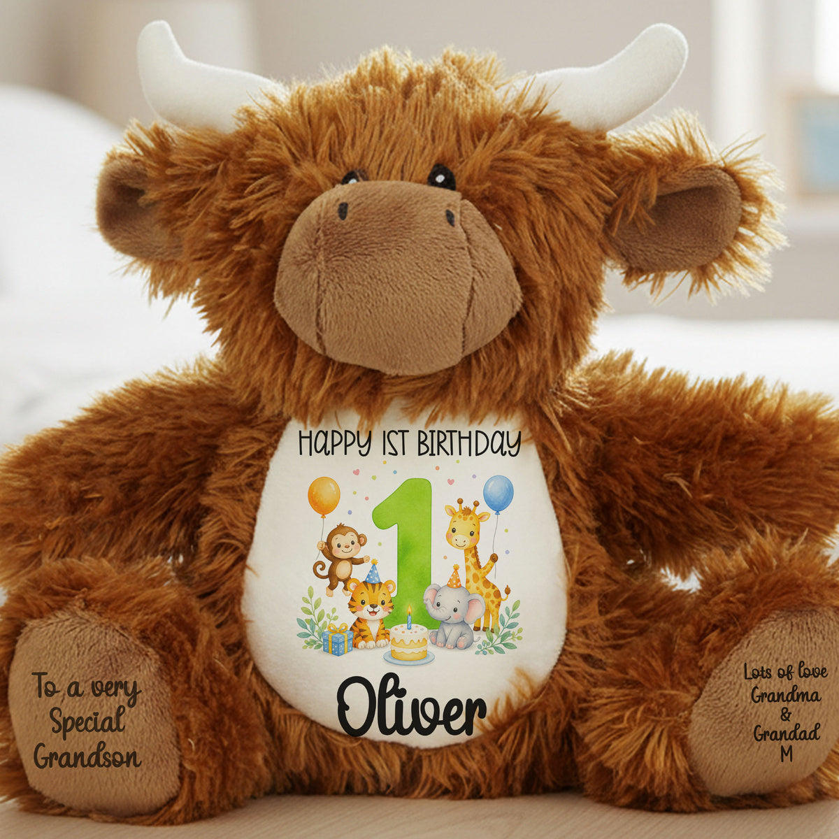 highland cow teddy personalised teddy bear