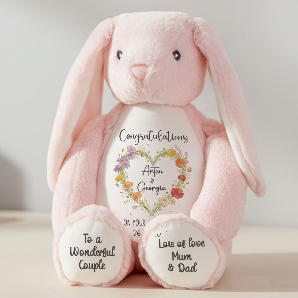 pink bunny teddy personalised teddy bear