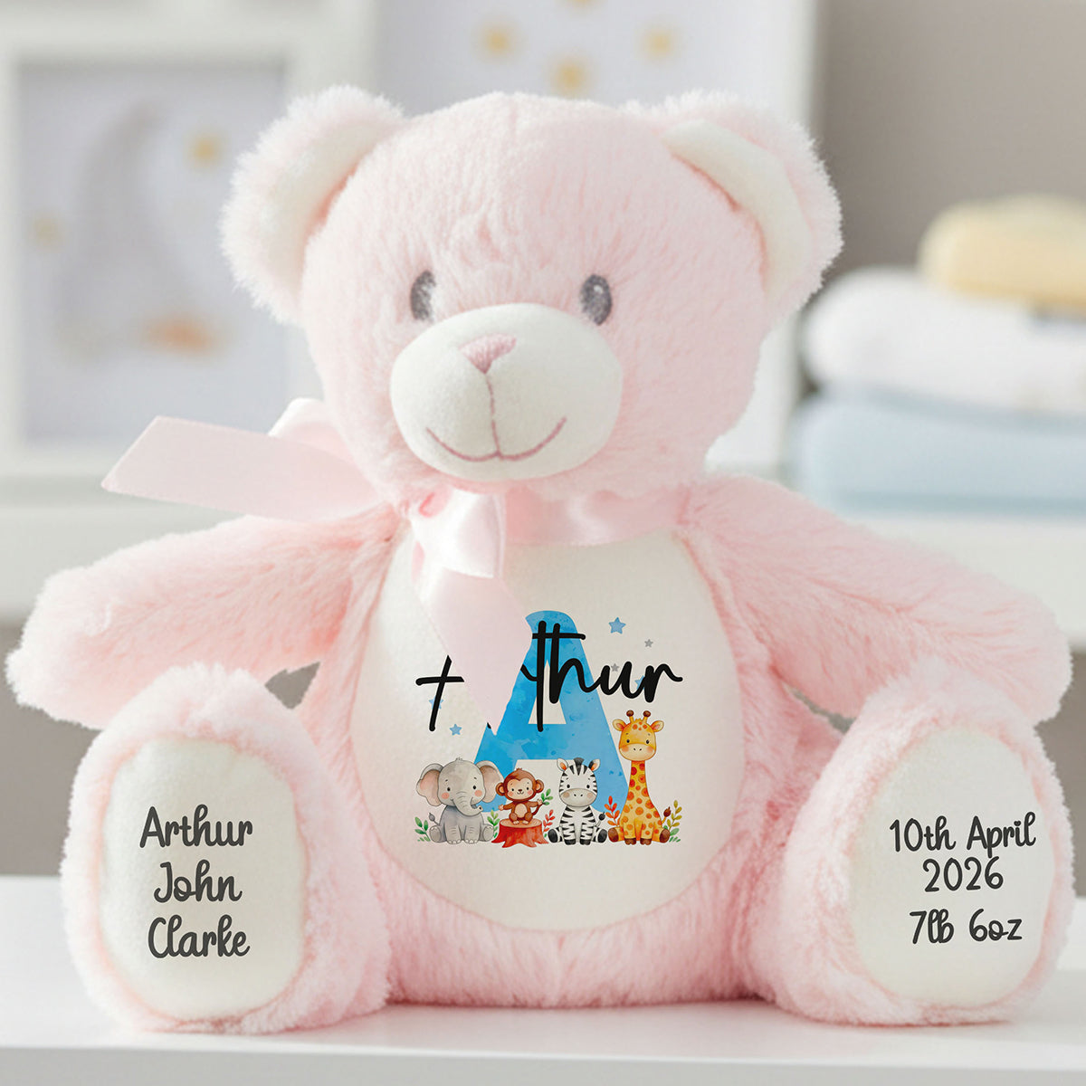 pink teddy bear personalised teddy bear
