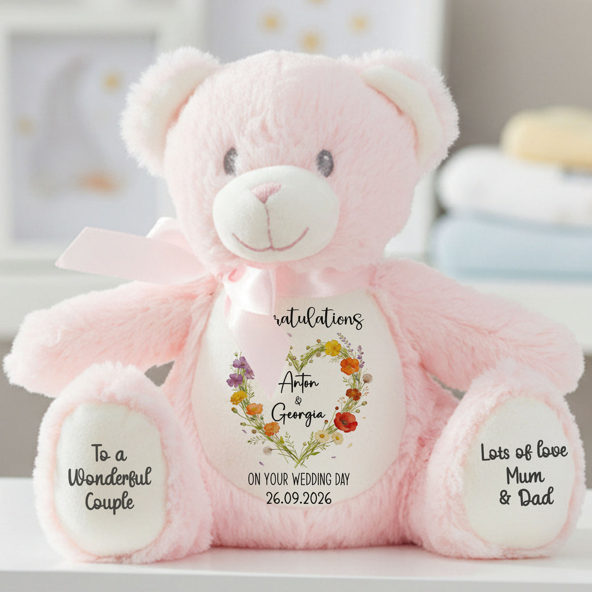 pink teddy bear personalised teddy bear