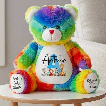 rainbow teddy bear personalised teddy bear
