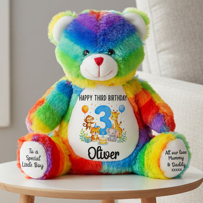 rainbow teddy bear personalised teddy bear