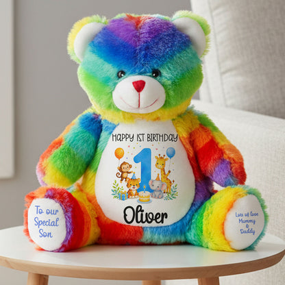 rainbow teddy bear personalised teddy bear