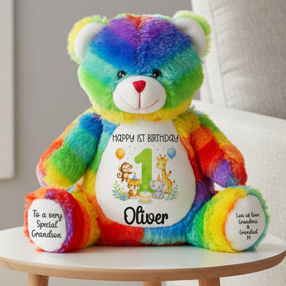 rainbow teddy bear personalised teddy bear
