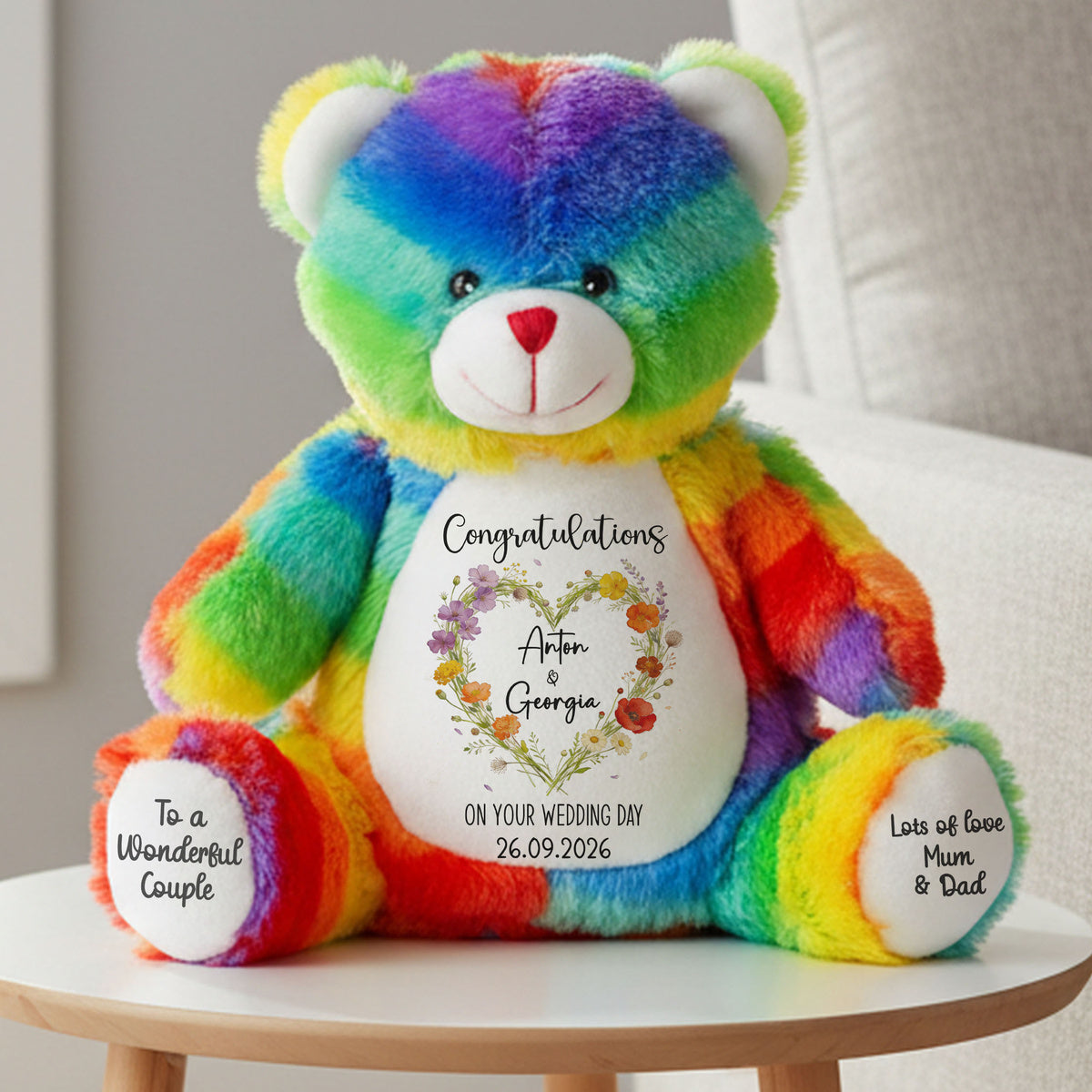rainbow teddy bear personalised teddy bear
