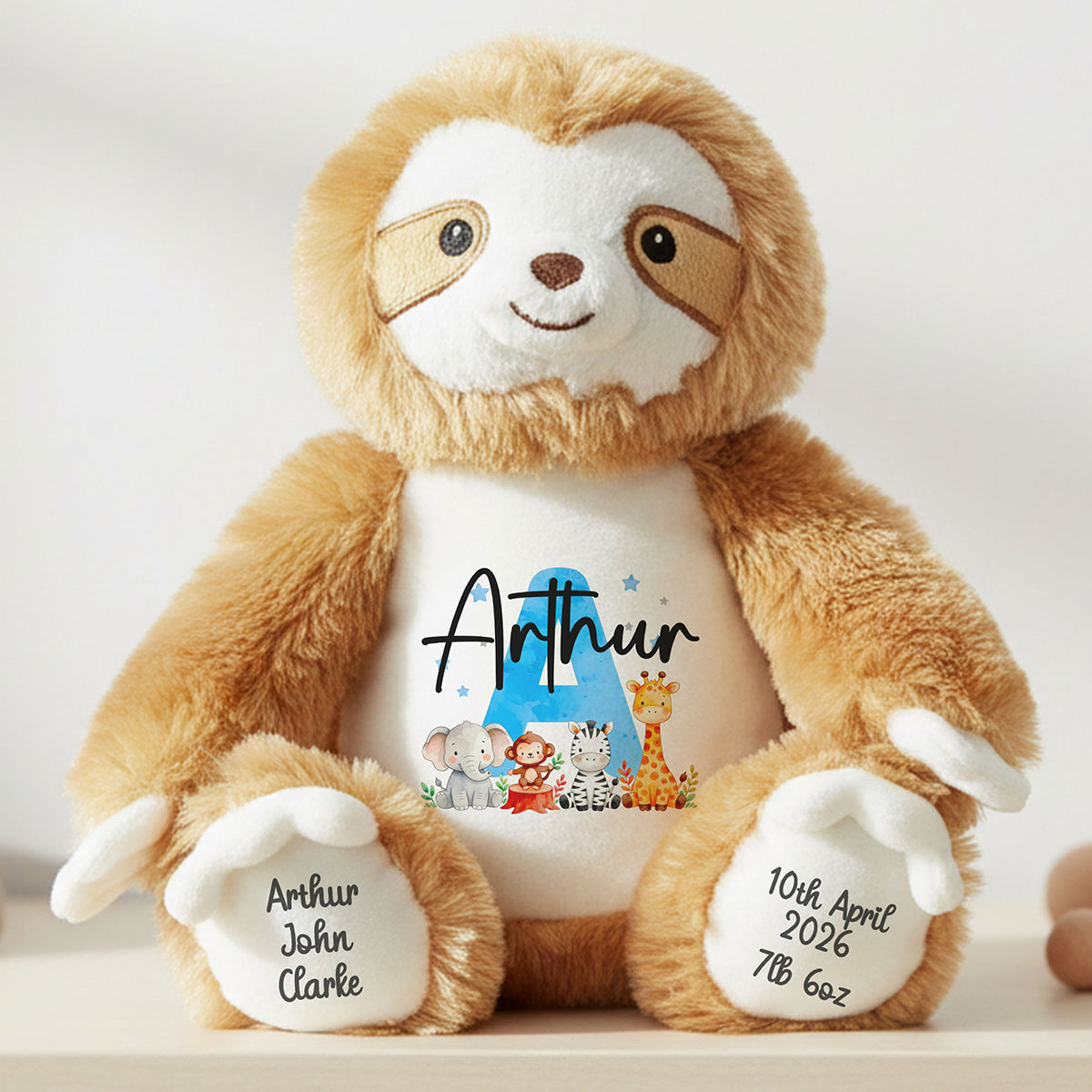 sloth teddy personalised teddy bear