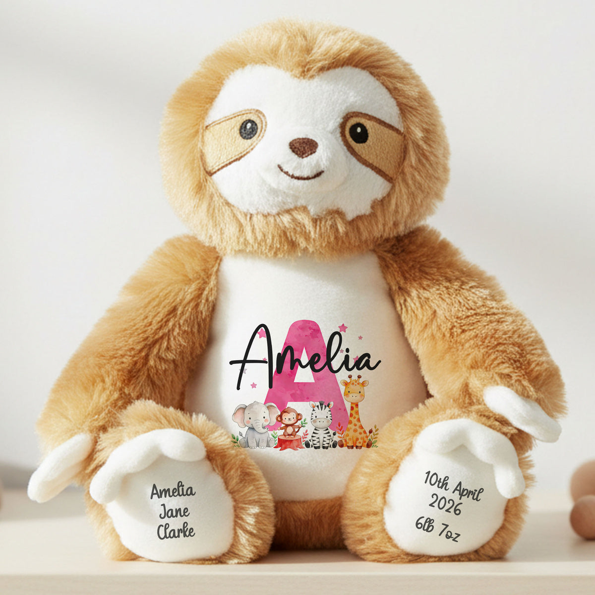 sloth teddy personalised teddy bear