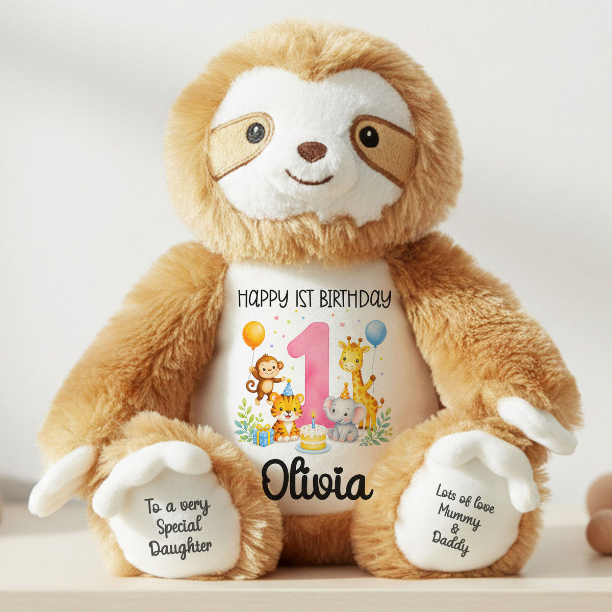sloth teddy personalised teddy bear