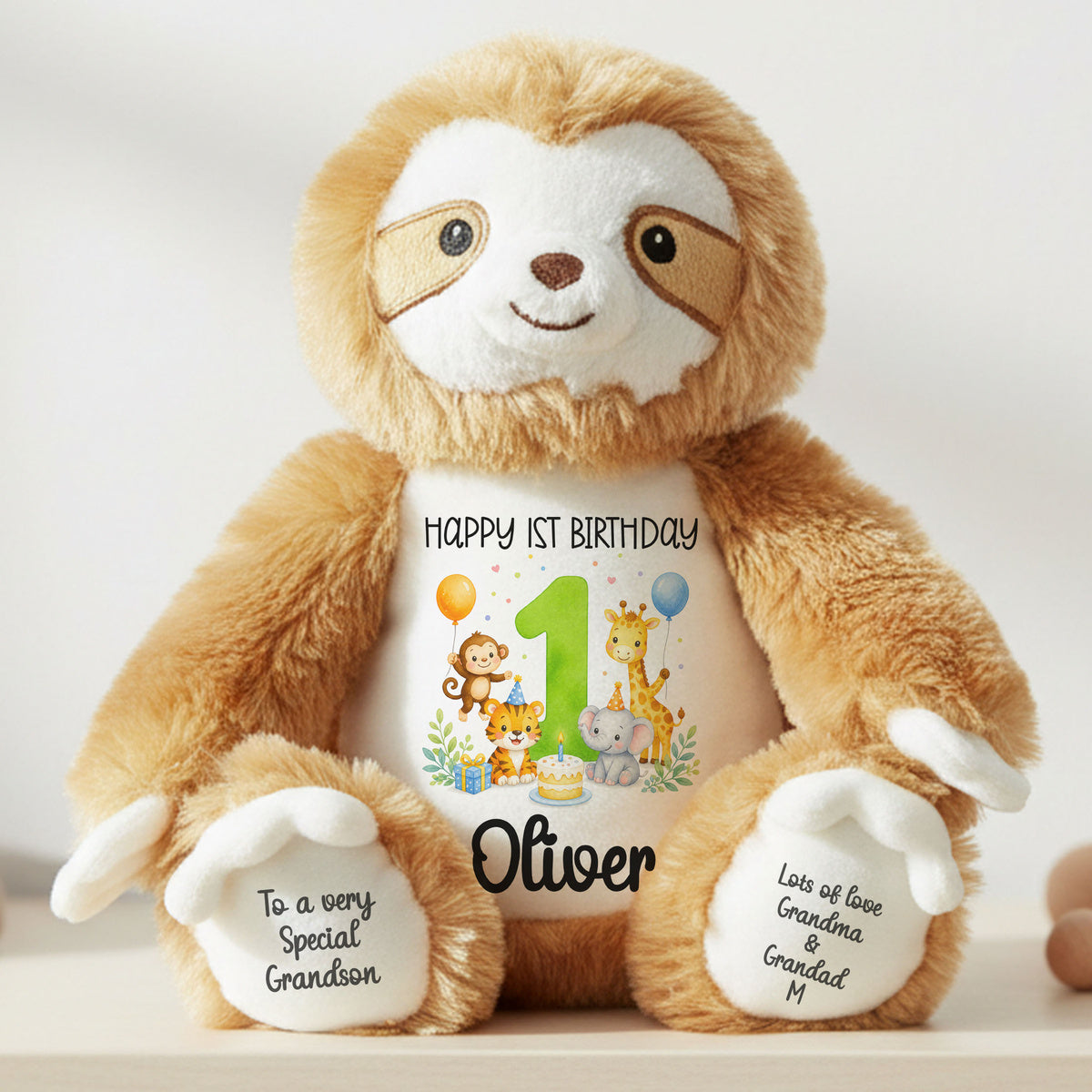 sloth teddy personalised teddy bear