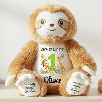 sloth teddy personalised teddy bear