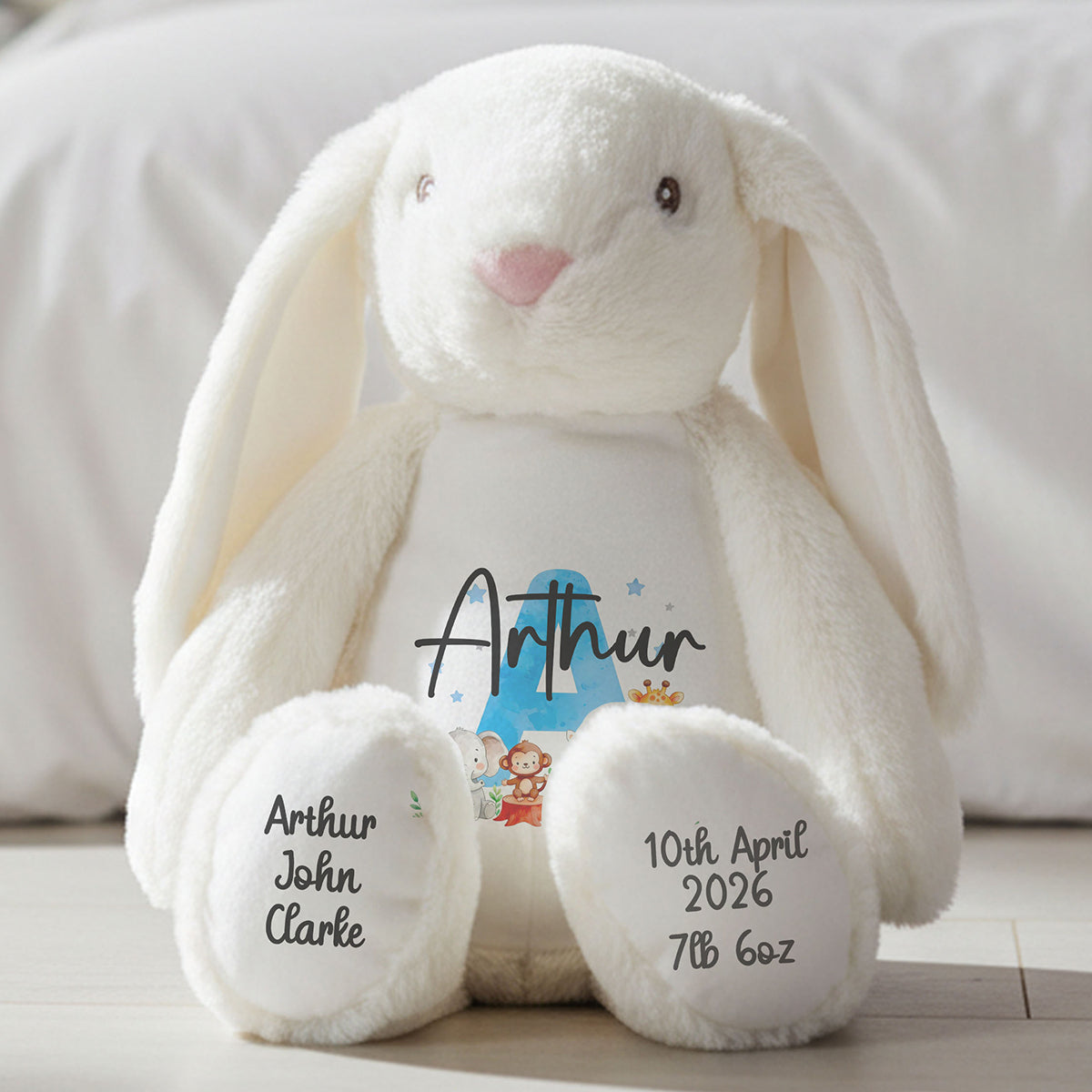 white bunny teddy personalised teddy bear
