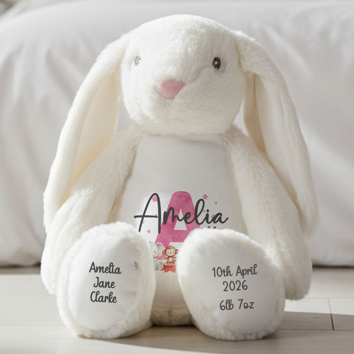 white bunny teddy personalised teddy bear
