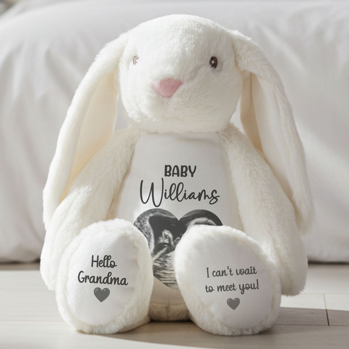 white bunny teddy personalised teddy bear