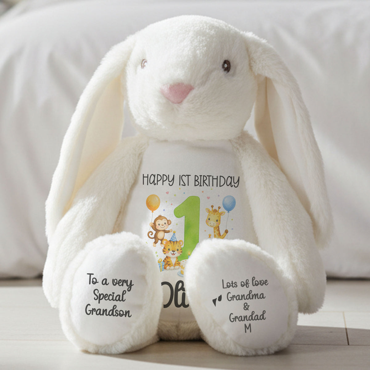 white bunny teddy personalised teddy bear
