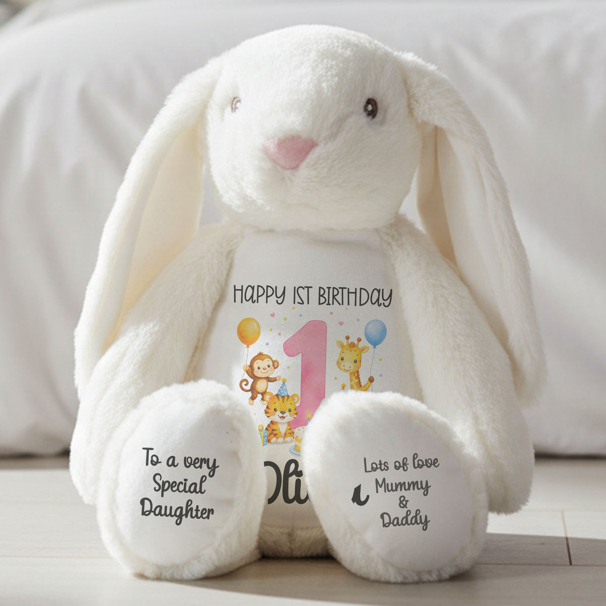 white bunny teddy personalised teddy bear