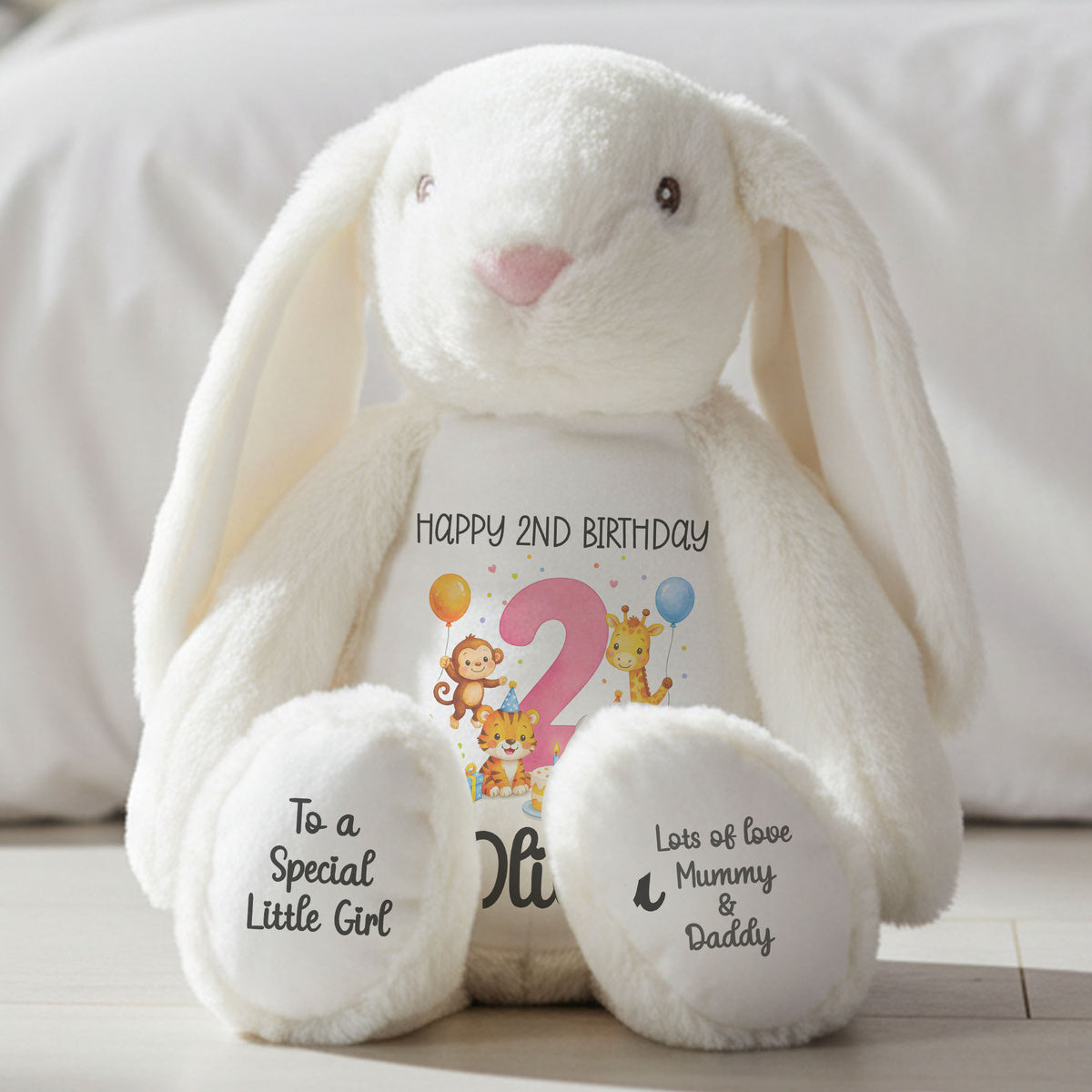 white bunny teddy personalised teddy bear