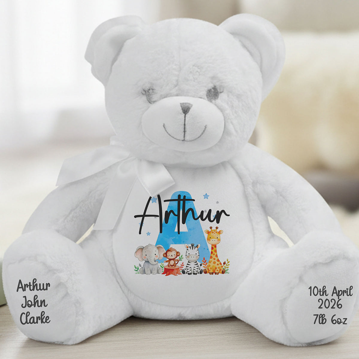 white teddy bear personalised teddy bear