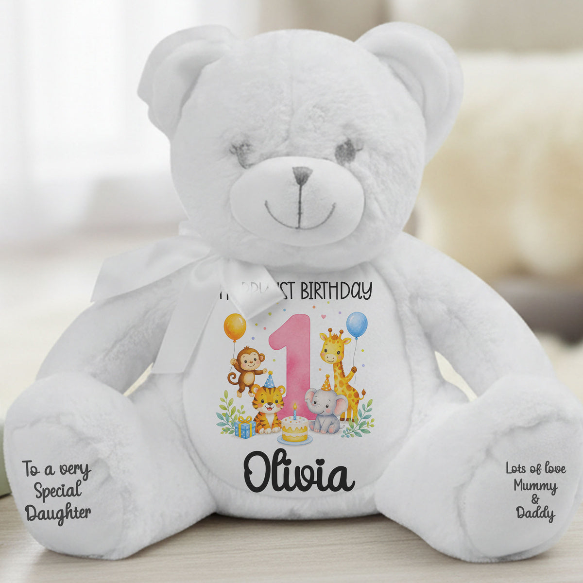 white teddy bear personalised teddy bear
