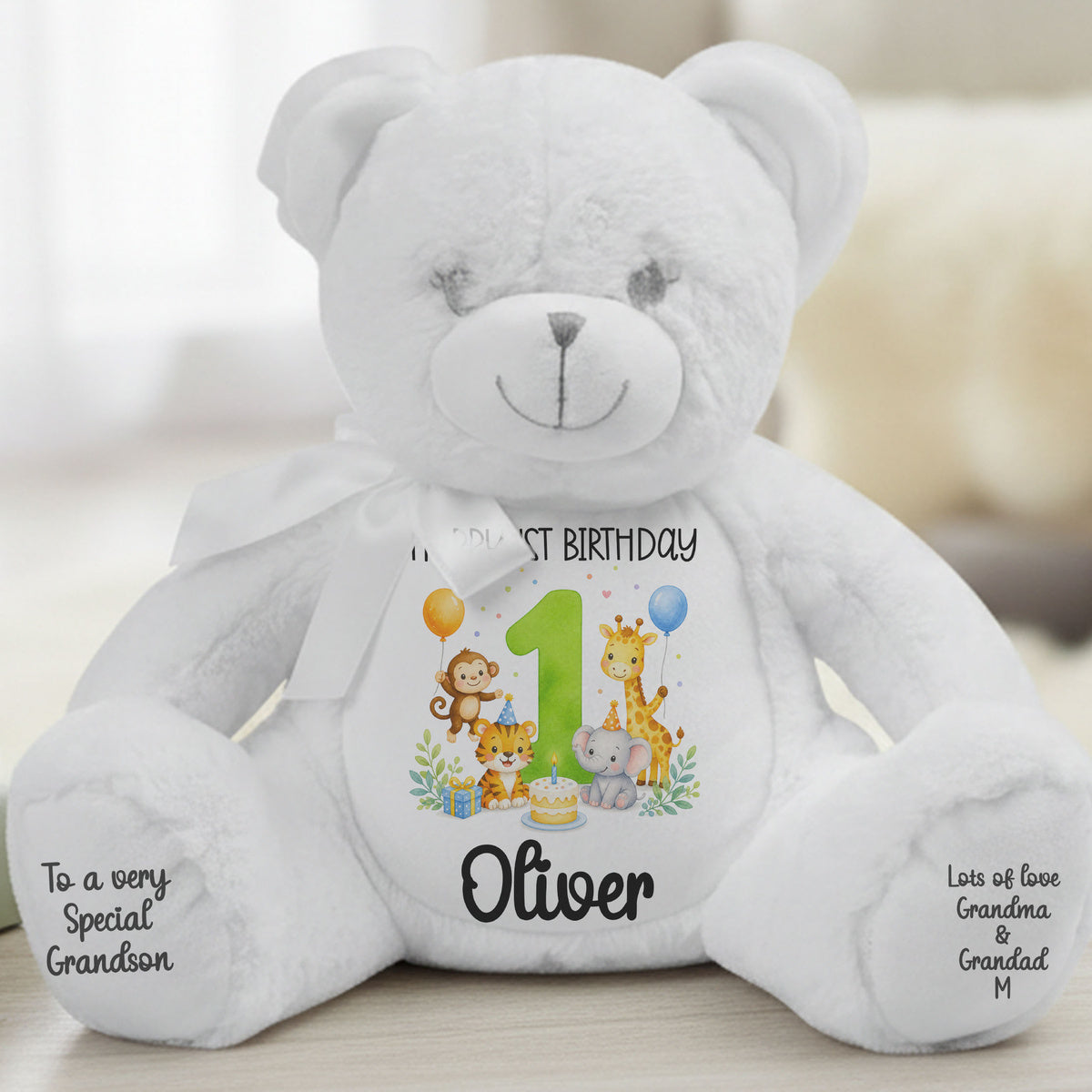 white teddy bear personalised teddy bear