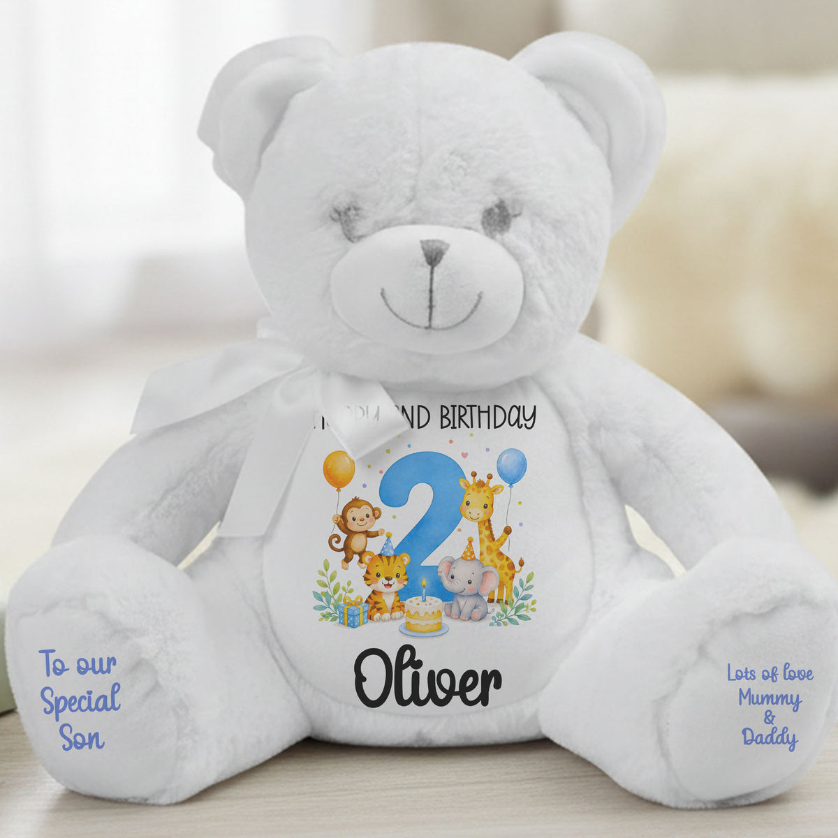 white teddy bear personalised teddy bear