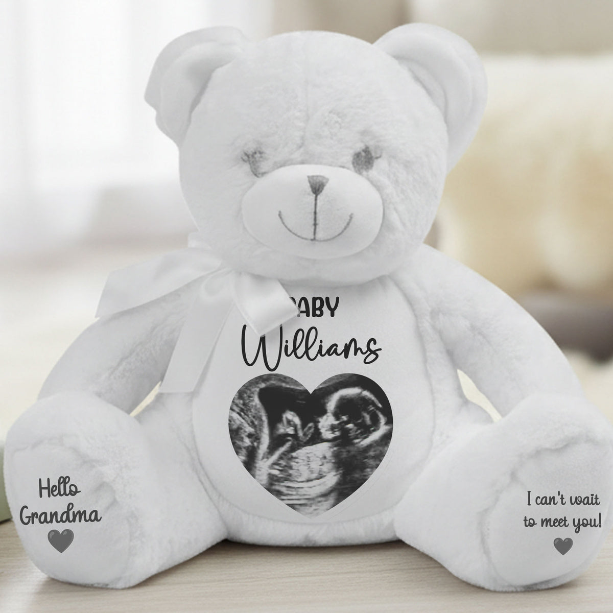 white teddy bear personalised teddy bear