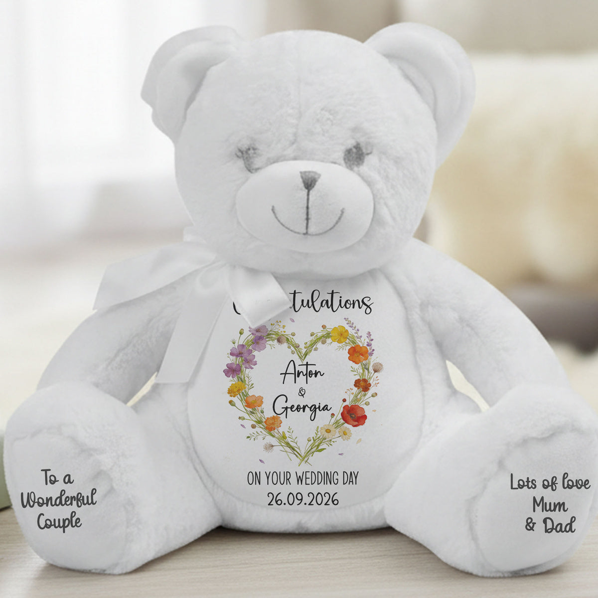 white teddy bear personalised teddy bear