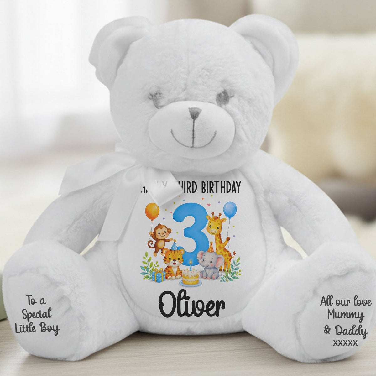 white teddy bear personalised teddy bear