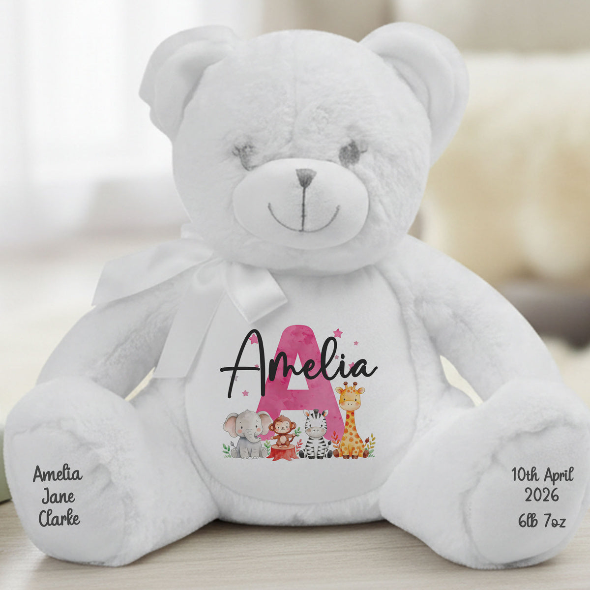 white teddy bear personalised teddy bear