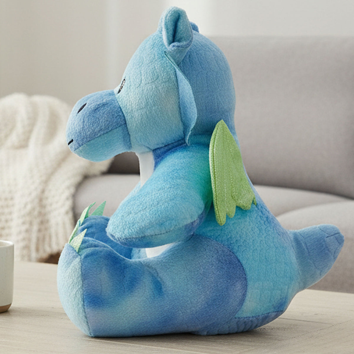 blue dragon teddy personalised teddy bear side view