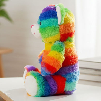 rainbow teddy bear personalised teddy bear side view