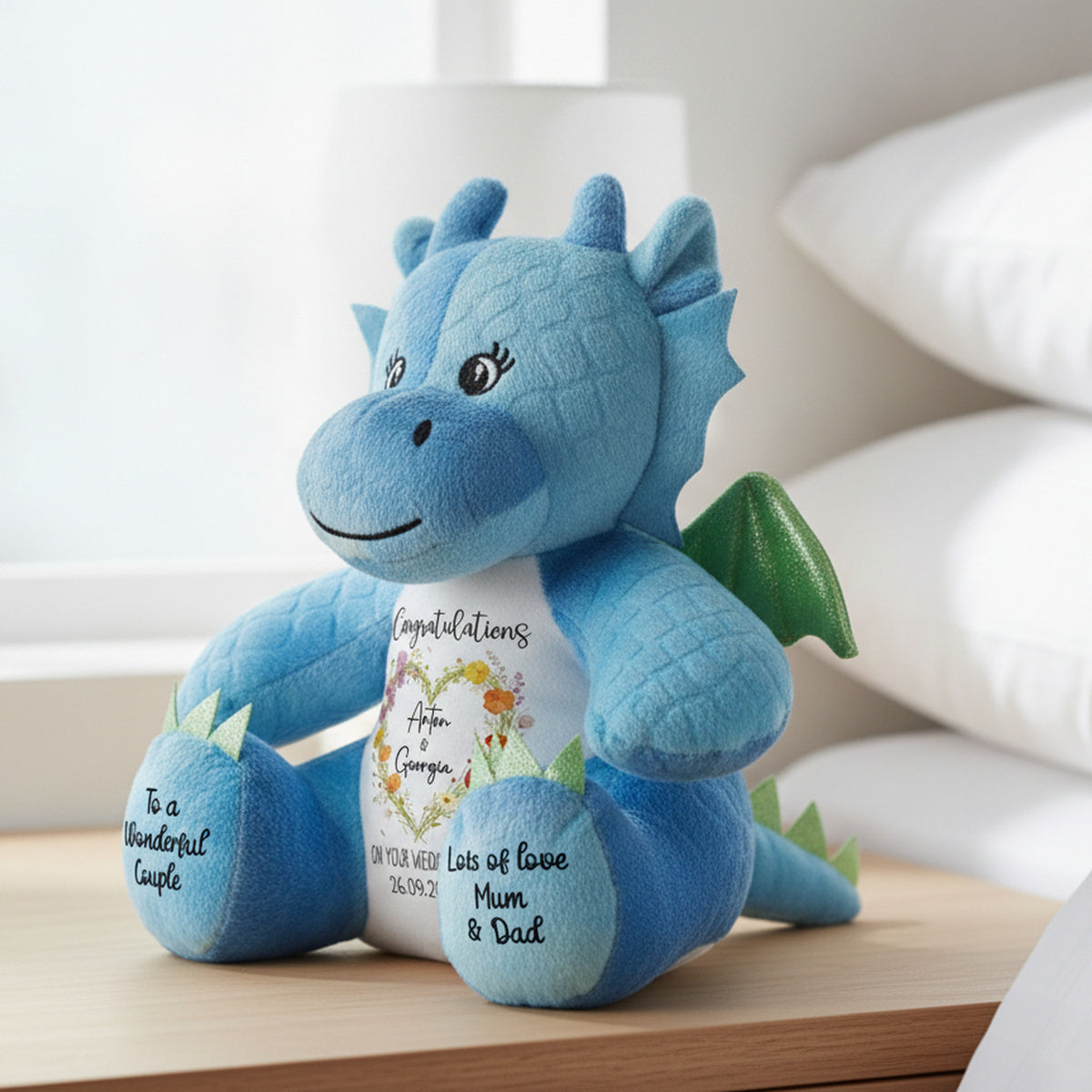 blue dragon teddy personalised teddy bear