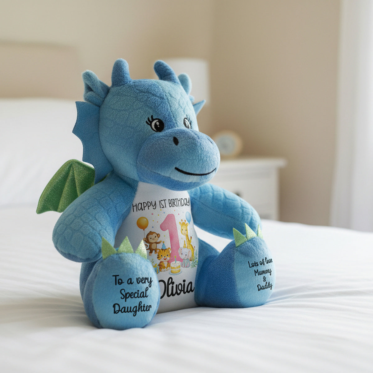 blue dragon teddy personalised teddy bear