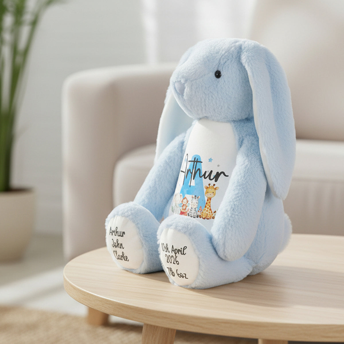blue bunny teddy personalised teddy bear