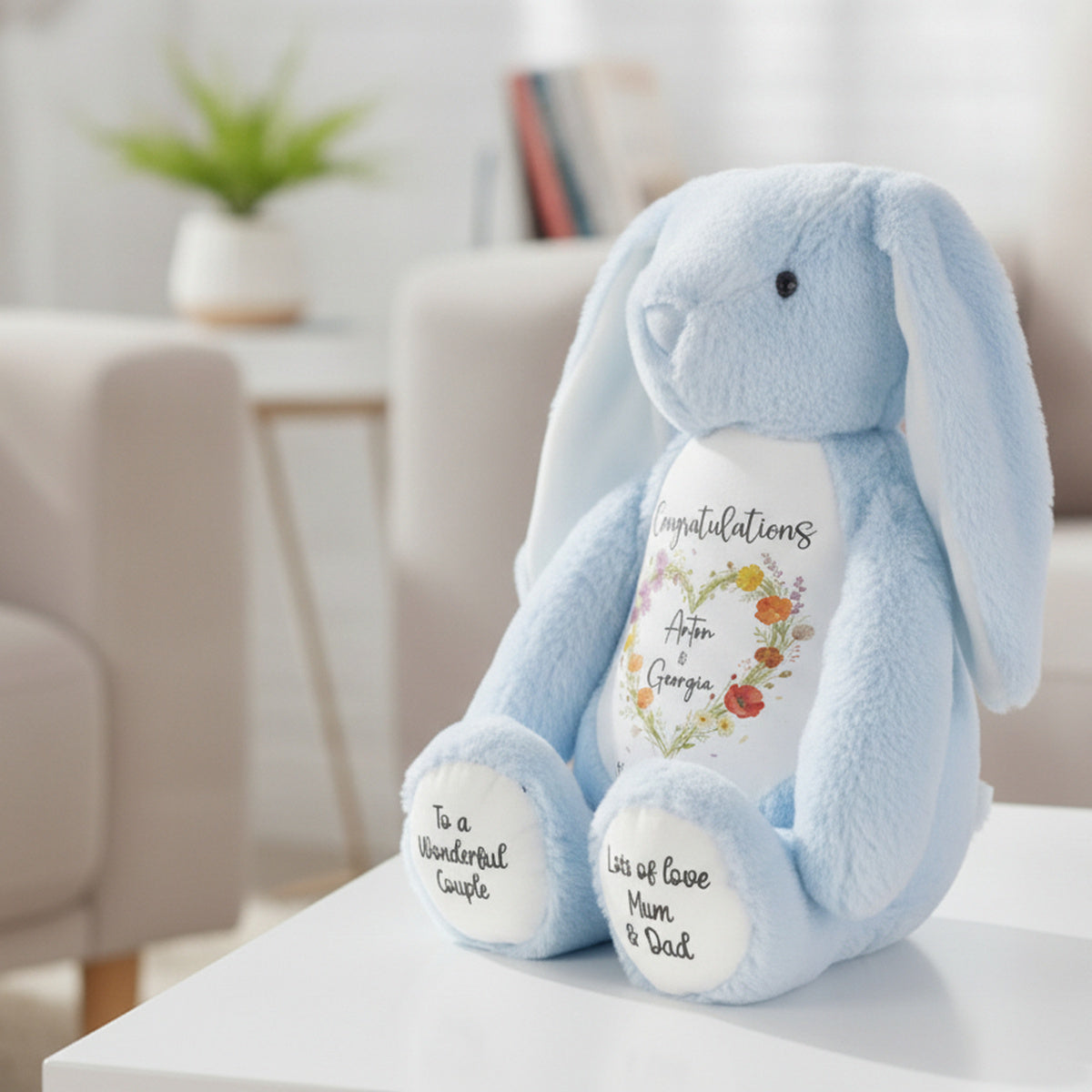 blue bunny teddy personalised teddy bear