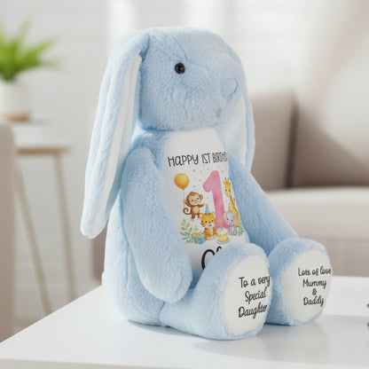 blue bunny teddy personalised teddy bear