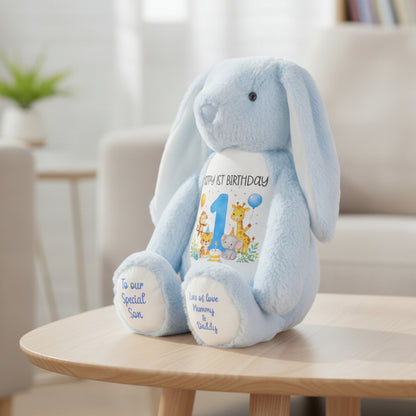 blue bunny teddy personalised teddy bear