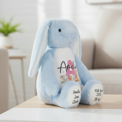 blue bunny teddy personalised teddy bear
