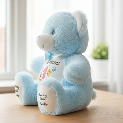 blue teddy bear personalised teddy bear