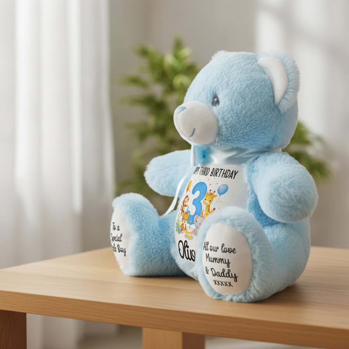 blue teddy bear personalised teddy bear